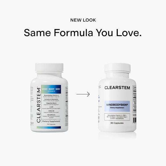 CLEARSTEM - Hormonal Acne Supplement (5-HTP) - Natural DIM Supplement - Skin Care Vitamins - Hormone Balance, Antioxidants - Gluten Free, Cruelty Free - 30 Servings, 90 Capsules